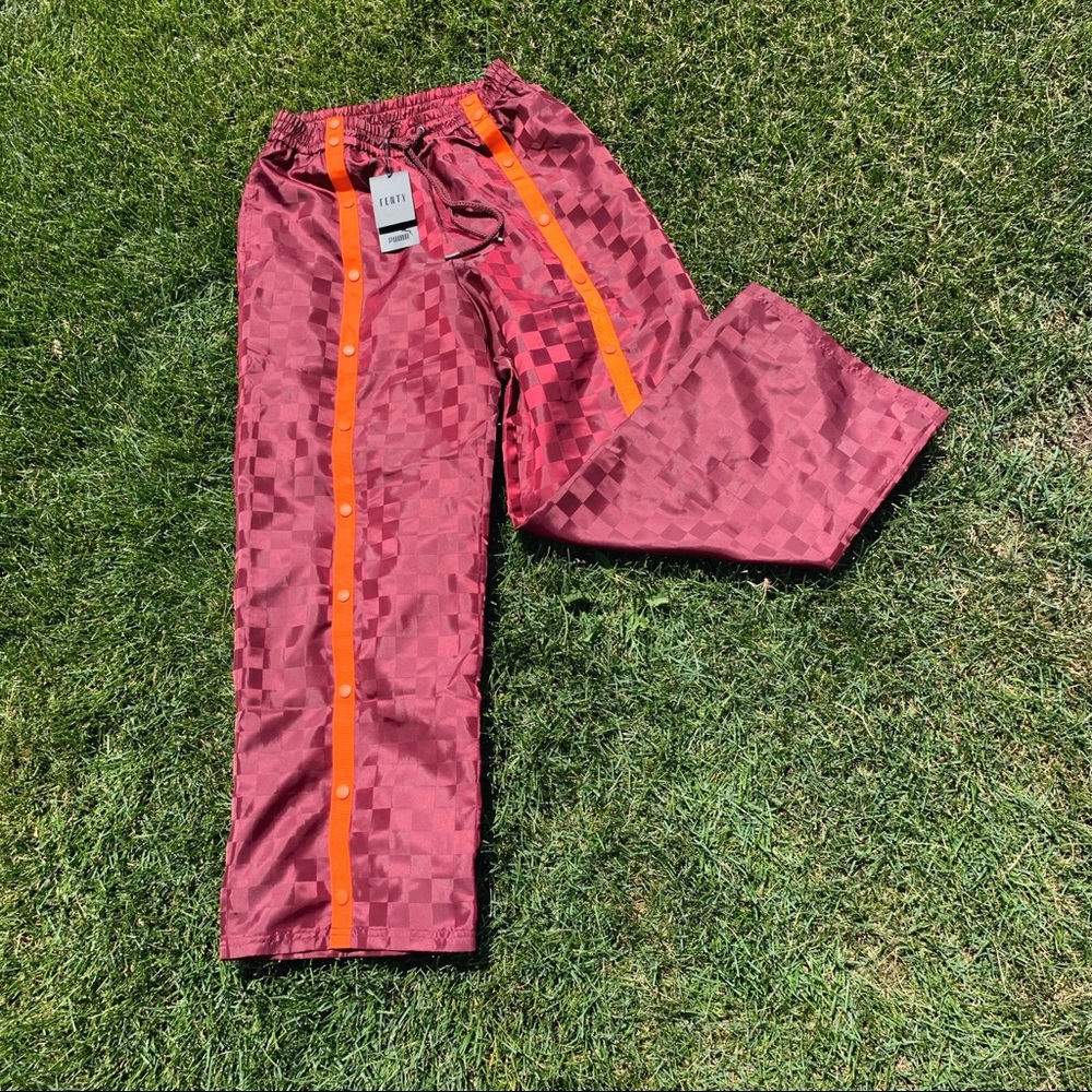 fenty puma maroon checkered pants